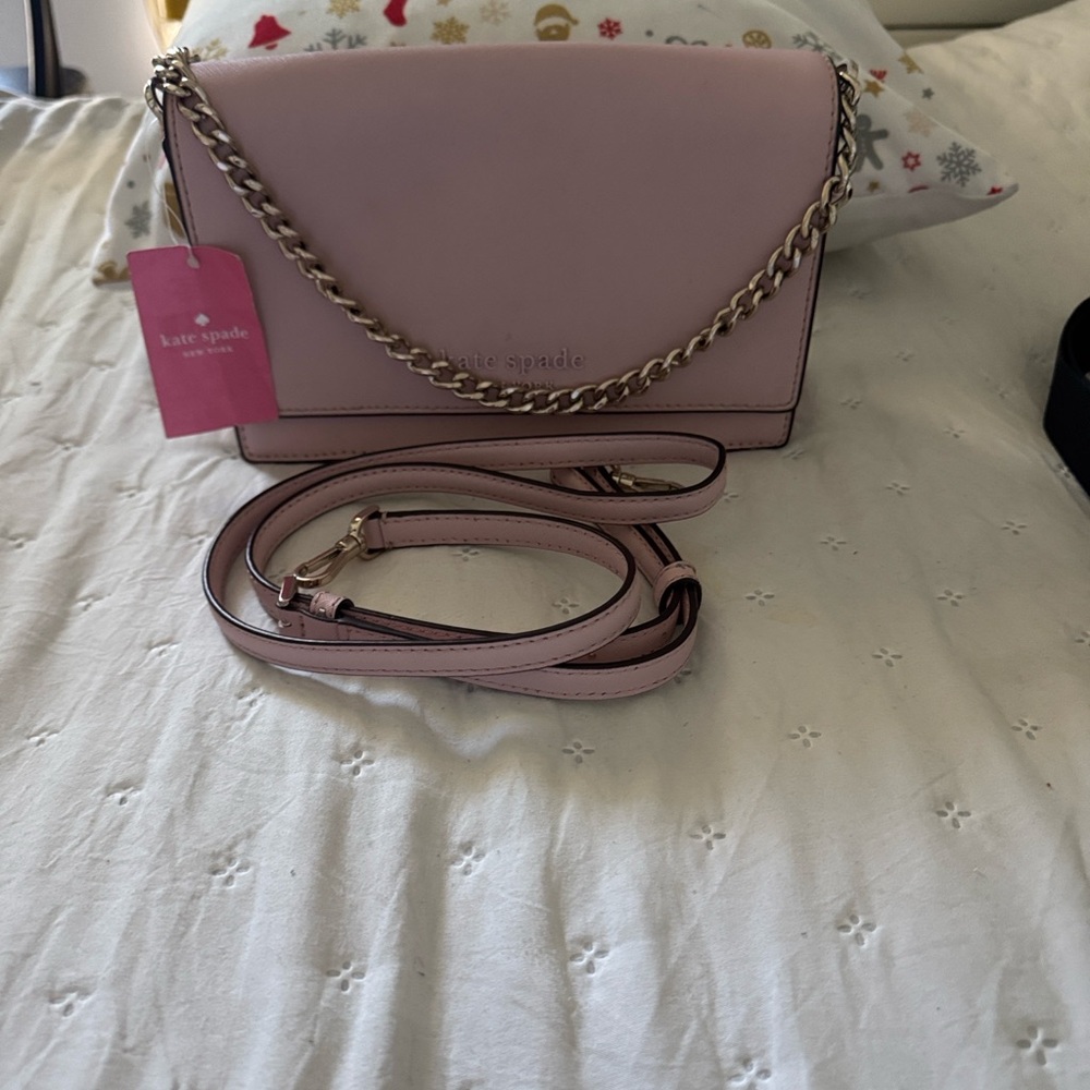 kate spade blush pink leather crossbody with detachable strap - Picture 2 of 3